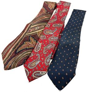 Men’s Silk Tie Bundle Red Blue Paisley Pattern Ties